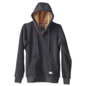 KAVU Womens Harlow Full Zip Sherpa Lined Fleece Black Hoodie Sweatshirt Medium
